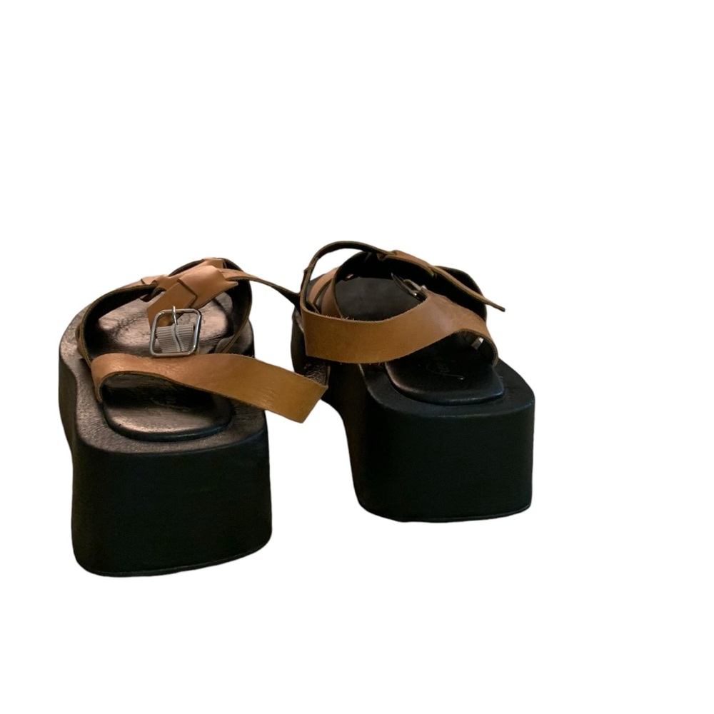 Free People Tan Leather Platform Sandals - Picture 6 of 7